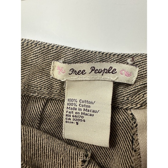 Free People Women's Size Small A-Line Cotton Skirt Beige Pockets - Picture 2 of 6